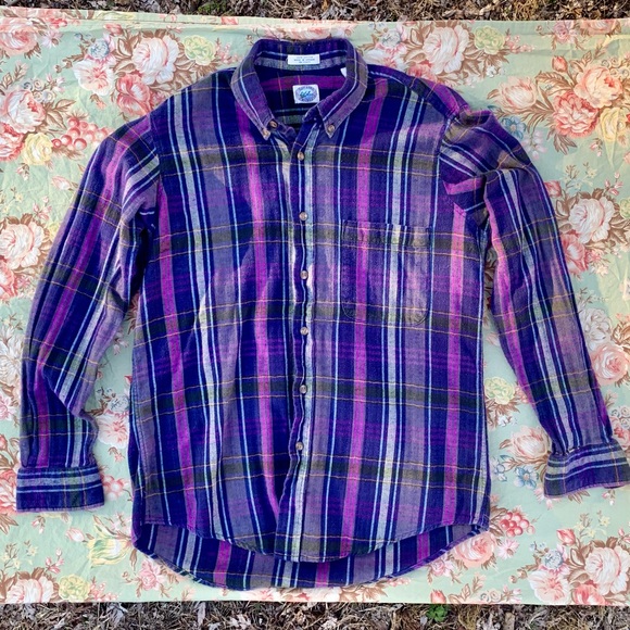 Bay Area Traders Vintage Purple Plaid Flannel Long-sleeve Button Up Shirt Medium - Picture 1 of 13